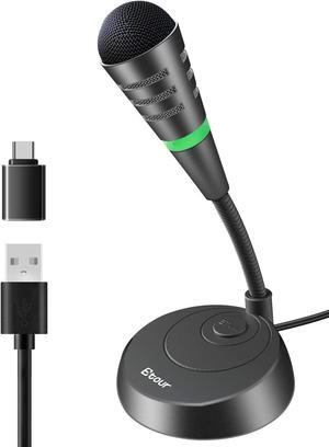Mini USB Computer Microphone for Laptop, Plug &Play Desktop Cardioid Condenser External Small Mic, Mute Button with LED Indicator, for Windows/Mac, Skype, Recording, Games/Zoom Meetings/Little