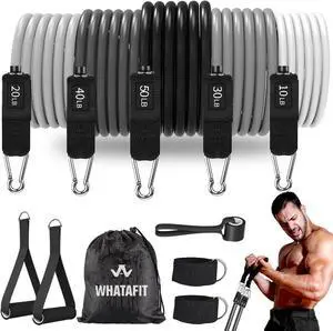 WHATAFIT Resistance Bands, Exercise BandsResistance Bands for Working Out, Work Out Bands with Handles for Men and Women Fitness, Strength Training Home Gym Equipment