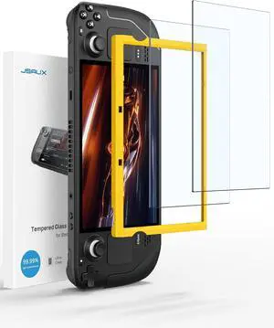 JSAUX 2-Pack Steam Deck Screen Protector, Ultra HD Glass Protector 9H Hardness Easy to Install with Guiding Frame Scratch Resistant Tempered Glass for Steam Deck/Steam Deck OLED, Come with Toolkits