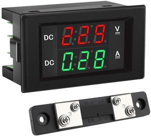 DROK DC 4.5-100V Digital Voltmeter Ammeter Multimeter Panel, DC Amp Meter Voltage Meter, Current Meter 0-50A Volt Tester, LED Display Voltage Gauge for Automotive Motor Battery