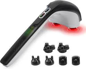 Snailax Cordless Handheld Back Massager with Heat, FSA HSA Eligible, Deep Tissue Percussion Massager, 3 Sets of Dual Pivoting Heads,Rechargeable Hand Held Massager for Neck,Back Shoulder,Calf,Legs Snailax Cordless Handheld Back Massager with Heat, FSA HSA Eligible, Deep Tissue Percussion Massager, 3 Sets of Dual Pivoting Heads,Rechargeable Hand Held Massager for Neck,Back Shoulder,Calf,Legs