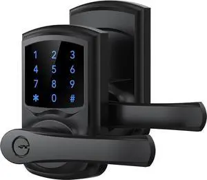 Signstek Keyless Entry Door Lock with Handle, Digital Keypad Door Knob, Smart Electronic Lock with Code, Touchscreen, Auto-Locking, Matte Black