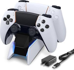 PS5 Controller Charging Station Dock, Dual Charging for Dualsense, Wireless Accessories with Blue LED ON/Off Automatically