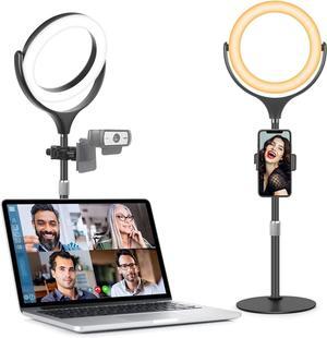 Ring Light with Stand for Desk Laptop Computer Video Conference Recording, Evershop Selfie Ring Light with Adjustable Metal Stand&Phone Holder for Zoom Meeting, Video Call, Live Stream,Tiktok/YouTube