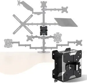 Pholiten Adjustable Thin Client Mini PC Mount Bracket,CPU VESA Under Desk and Monitor Arm Computer Holder