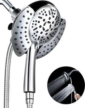 GRICH Dual Shower Head with Handheld: 2 IN 1 High Pressure Handheld Shower Head & Rainfall Shower Head, 9 Spray Modes/Settings Detachable Shower Head with Hose, cUPC and CEC Certification Approved