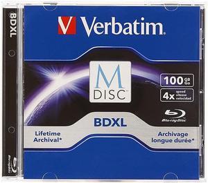 Verbatim M DISC BDXL 100GB 6X with Branded Surface Blank Blu-Ray Recordable Media  1pk Jewel Case