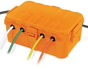 Flemoon Large Outdoor Electrical Box, IP54 Waterproof Outdoor Extension Cord Cover Weatherproof, Protect Outlet, Plug, Socket, Timer, Power Strip, Holiday Light Decoration, Orange