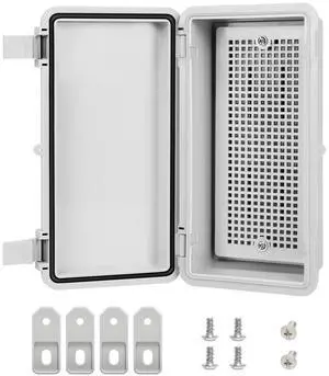 Junction Box ABS Plastic IP65 Waterproof Dustproof Universal Electrical Enclosure Hinged Shell Outdoor and Indoor Usage Project Box, 7.9"x 3.9"x 2.7"(200x100x70mm), Grey