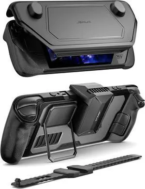 JSAUX ModCase for Steam Deck/Steam Deck OLED, PC0104 Modular Valve Steam Deck Case Include Protective Case, Face Cover, Cooling Fan, Metal Bracket and Strap - Cooler Set