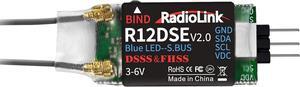 Radiolink R12DSE 2.4Ghz 12 Channels Micro RC Receiver SBUS/PPM Voltage Telemetry Long Range Control for FPV Racing Drone, Quadcopter, Helicopter