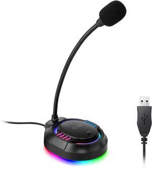 USB Microphone, Plug & Play Condenser Mic with Mute Button, RGB Lighting for Desk Decoration, Compatible with PC, Laptop, PS4/PS5  Ideal for Gaming, Streaming, Work & Study (CGS-M2)