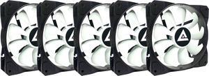 Apevia 512S-WB 120mm 4pin Molex & 3pin Motherboard Black/White Case Fan (5-pk)