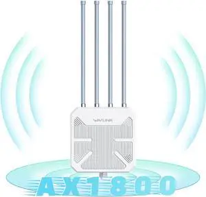 WAVLINK Outdoor WiFi 6 Extender AX1800 High Power Outdoor Weatherproof WiFi Range Extender Access Point with Passive/Active POE, Dual Band 2.4GHz+5GHz, 4x8dBi Detachable Antenna