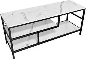 AT-VALY 3-Tier TV Stand Media Console Table with Open Shelving Storage for Living Room Bedroom 47inch for up to 55" TV