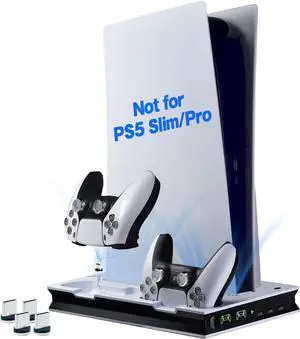 Cooling Stand Compatible with PS5 Console, with Dual Controller Charging Station and 3 USB Hub, Not for PS5 Slim