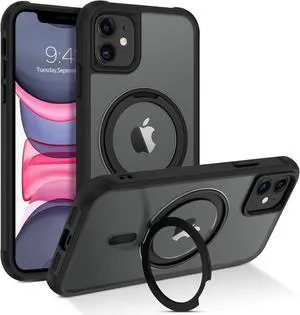 BENTOBEN for iPhone 11 Phone Case, iPhone 11 Magnetic Case [Compatible with MagSafe] Rotatable Ring Holder Kickstand Design Shockproof Women Men Girl Boy Protective Cover for iPhone 11 6.1 2019, Black