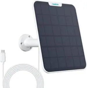 REOLINK 6W Solar Panel White, Non-Stop Solar Power Supply for All Wireless Battery Camera, Trackmix/Argus PT/Go PT Ultra, Waterproof, Adjustable Mount, 4 Meters Cable(Only Use for Battery Cameras)