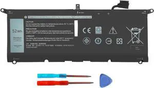 52Wh DXGH8 Battery Replacement for Dell XPS 13 9370 9380 7390 Inspiron 13 7000 7390 7391 2-in-1 5390 5391 7490 Latitude 3301 XPS13-9370 Vostro 5390 5391 Series G8VCF HK6N5 0H754V P82G 7.6V