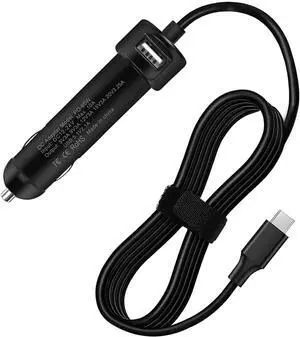 65W USB-C DC Travel Adapter Auto Car Charger for Dell Latitude 5550 5450 5350 9450 7650 7640 7450 7350 Inspiron 14 7440 7445 xps 13 9320 9340 9350 (Can't Replace 90w 130w)