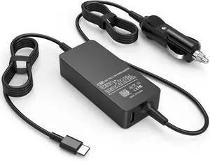 100W USB C Laptop Car Charger Compatible with HP, Lenovo, Dell, MacBook, Samsung, Asus, Surface, Acer Universal Type C Power Adapter Cord