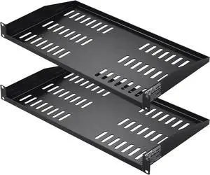 VEVOR 2PCS 1U Server Rack Shelf, Universal Vented Rack Mount Cantilever Tray for 19 inch Network Equipment Rack & Cabinet, 10" Deep Rack Mount Shelf, Weight Capacity 50 lbs Wall Mount Rack Shelf