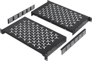 1U Rack Shelves (2-Pack), 2 PCS 10" Deep Cantilever, with Optional Joints to Combine as One Full Size Server Rack Shelf