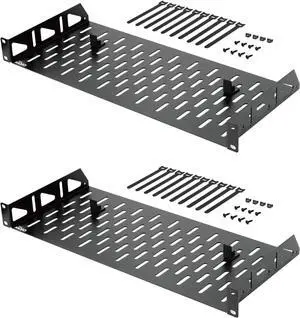 Tecmojo 1U Rack Shelf,19 inch Rack Shelf 8 inch Depth,Rack Mount Shelf with Anti-Slip Stops,Server Rack Shelf and Network Shelf for 19 in Equipments, 55lbs Capacity of Vented 1U Shelf,No Lip(2 Pack)