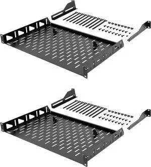 Tecmojo 1U Rack Shelf,19 inch Rack Shelf 12 inch Depth,Rack Mount Shelf with Anti-Slip Stops,Server Rack Shelf and Network Shelf for 19 in Equipments, 110lbs Capacity of Vented 1U Shelf,No Lip(2 Pack)