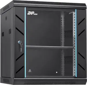 12U Server Rack Cabinet, Wall Mount Network Rack Enclosure Includes Locking Glass Door, Removable Side and Back Panels, 15" Deep Network Data Cabinet for Computer IT and A/V Equipment