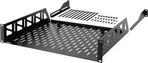 Tecmojo 2U Rack Shelf,19 inch Server Rack Shelf 14 inch Depth,Weight Capacity 110Lbs/50kg,Rack Mount Shelf for 19" Network Racks & Cabinets,with Complete Accessories