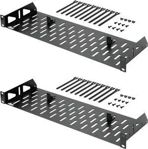 Tecmojo 1U Rack Shelf,19 inch Rack Shelf 6 inch Depth,Rack Mount Shelf with Anti-Slip Stops,Server Rack Shelf and Network Shelf for 19 in Equipments, 55lbs Capacity of Vented 1U Shelf,No Lip(2 Pack)