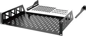 Tecmojo 2U Rack Shelf,19 inch Server Rack Shelf 12 inch Depth,Weight Capacity 110Lbs/50kg,Rack Mount Shelf for 19" Network Racks & Cabinets,with Complete Accessories