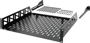 Tecmojo 2U Rack Shelf,19 inch Server Rack Shelf 16 inch Depth,Weight Capacity 110Lbs/50kg,Rack Mount Shelf for 19" Network Racks & Cabinets,with Complete Accessories