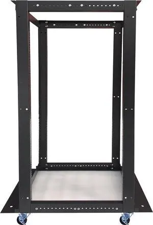 Sysracks 4 Post Open Frame Server Rack Mobile Relay with Wheels Casters for 19" Network Server AV IT Equipment Gear Rack Cabinet Adjustable Depth 24"-37" (27U (53" H x 21" W))
