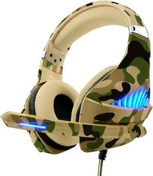 Gaming Headset for PS5 PS4 Xbox ONE Switch PC with Noise Cancelling Over-Ear Stereo Bass Surround Sound Gaming Headphone -Camo
