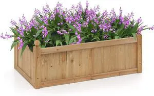 HAPPYGRILL Wood Raised Garden Bed, 46 x 24 x 16 Rectangular Flower Box w/Drainage Holes for Growing Vegetables, Flowers, Herbs, Outdoor Planter Box for Backyard Garden Lawn