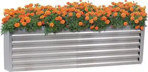 Sunnydaze 71-Inch Rectangular Raised Garden Bed - Galvalume Steel Vegetable Flower Bed Planter Kit - Silver