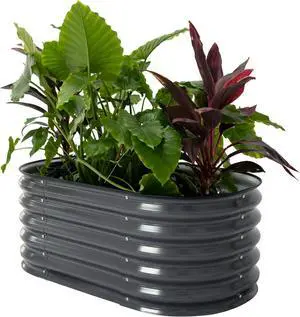 Vego garden 17" Tall Kids First Garden Bed 42" x 24" Raised Planter Box Outdoor Metal Galvanized Gardening Bed for Vegetables Herb & Flower, Modern Gray