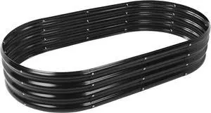 60X32X12 Inches Oval Galvanized Metal Garden Raised Bed/Plant Box for Planting,32 Inches Diameter Iron Fire Pit Ring,Small Animal Fence-3 in 1 Modular Design in Black (5X2.7X1FT, Oval)