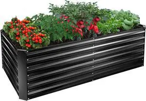 EDOSTORY Metal Raised Bed Garden Bed Kit, 6x3x2ft Tall Galvanized Planter Raised Garden Boxes Outdoor, Large Metal Raised Garden Beds for Flowers, Vegetables, Herbs