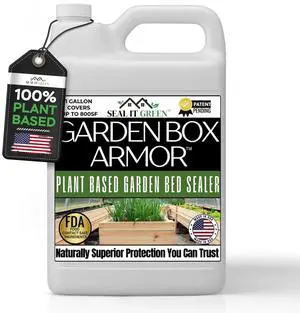 Garden Box Sealer | FDA Food Contact Safe Plant-Based Wood Sealant for Raised Bed, Planter & Pet House. Protects All Wood Types from Water & Weather Damage |