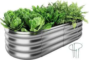 Galvanized Metal Planter Raised Garden Bed Kit for Gardening Outdoor4x2x1ft Planter Grow Garden Box Raised Flower Bed