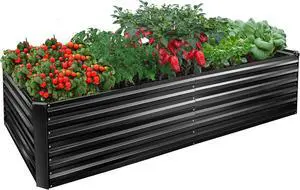 EDOSTORY Metal Raised Bed Garden Bed Kit, 8x4x2ft Tall Galvanized Planter Raised Garden Boxes Outdoor, Large Metal Raised Garden Beds for Flowers, Vegetables, Herbs