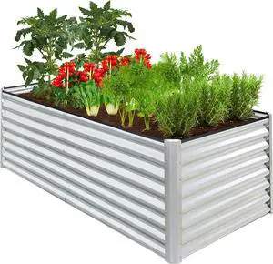 Best Choice Products 6x3x2ft Outdoor Metal Raised Garden Bed, Deep Root Box Planter for Vegetables, Flowers, Herbs, and Succulents w/ 269 Gallon Capacity - Galvanized