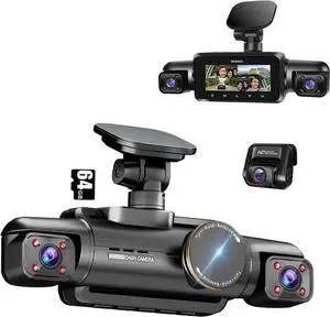 360° Dash Cam Front, Rear and Inside, 4 Channel 3K+3*1080P, 5GHz Wi-Fi GPS, Voice Control, 4K+1080P*2 Dash Camera for Cars, CPL Filter, Free 64GB SD Card, Night Vision, 24H Parking Mode(N700)