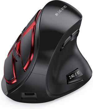 seenda Ergonomic Mouse, Wireless Vertical Mouse - Rechargeable Optical Mice for Multi-Purpose (Bluetooth 5.0 + Bluetooth 3.0 + USB Connection) Compatible Apple Mac and Windows Computers - Red