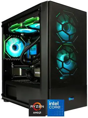 HYPER CYBER Rage W Gaming PC Desktop Computer AMD Ryzen 5 9600X, Intel ARC B580, 32GB DDR5, 1TB SSD, Windows 11 Home, VR Ready, RGB Lighting, WiFi, Ready to Use