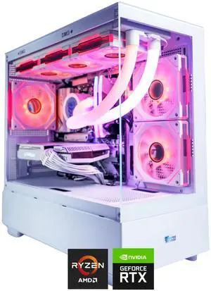 Hyper Cyber Rage Y White Gaming Desktop  AMD Ryzen 5 9600X,  NVIDIA GeForce RTX 5060, 32GB DDR5, 1TB SSD, Windows 11 Home, VR Ready, RGB Lighting, WiFi, Ready to Use