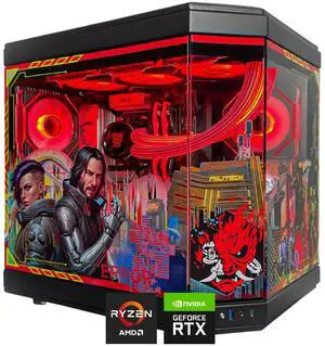 HYPER CYBER PUNK Gaming PC Desktop Computer AMD Ryzen 7 7800X3D GeForce RTX 5070 32GB|2TB Windows 11 Home, VR Ready, RGB Lighting, WiFi, Ready to Use